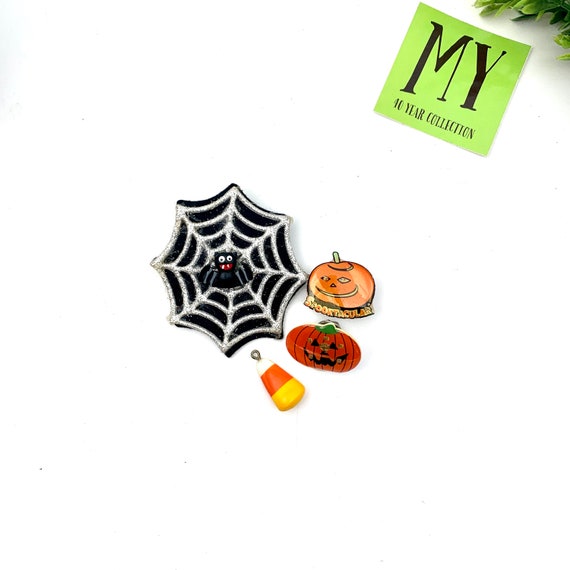 Vintage Halloween Pins Spider Web, Candy Cane Pen… - image 8