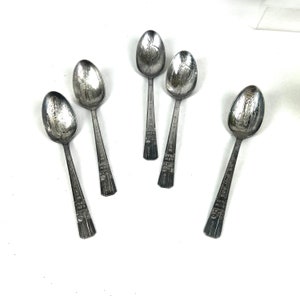 Antique Tea Spoons - WM Rogers Mfg Co - 1939 New York Worlds Fair Theme Buildings - Tarnished - Five - Collectible - My40Yearcollection