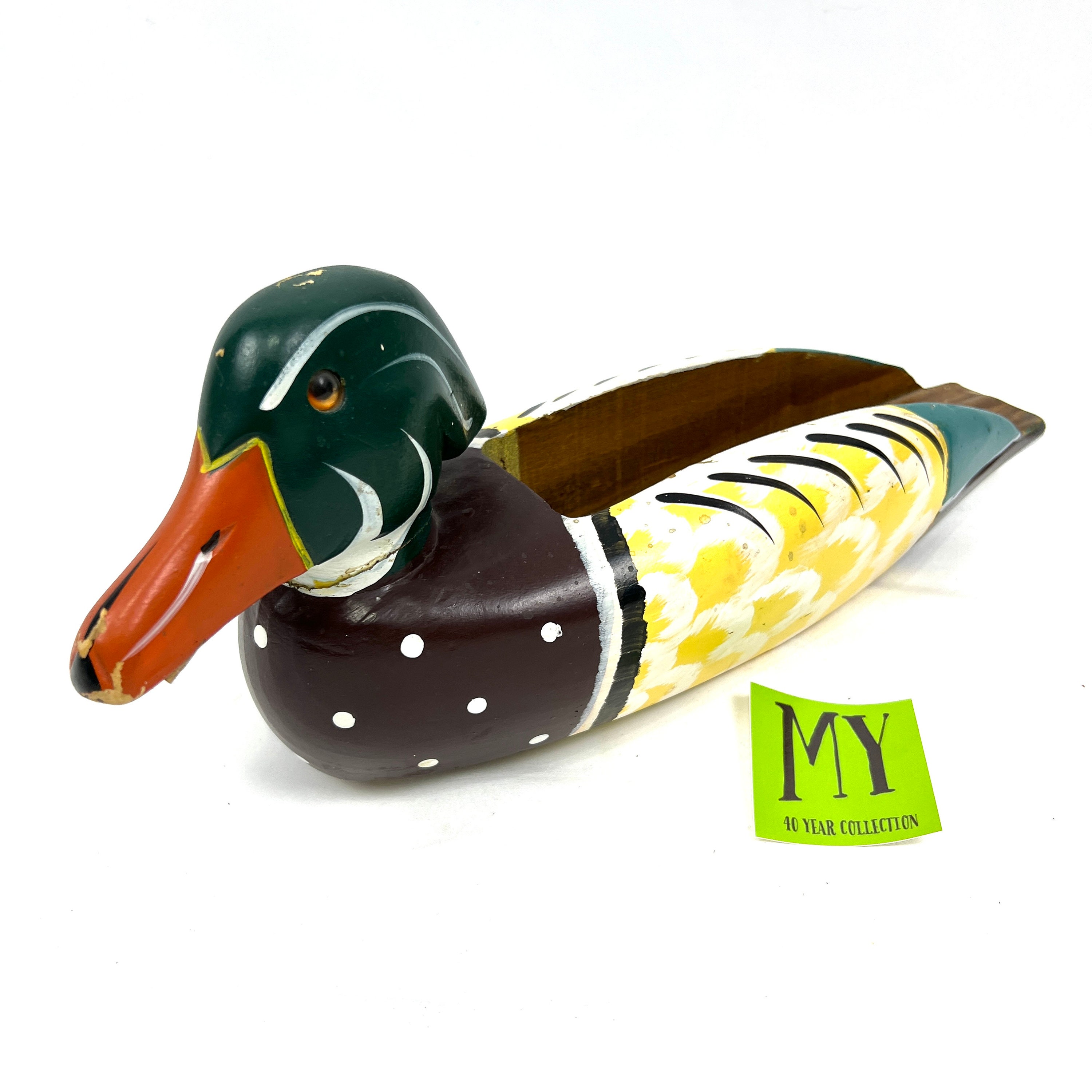 Vintage Wooden Handpainted Duck Decoy Rustic Mallard Duck Etsy