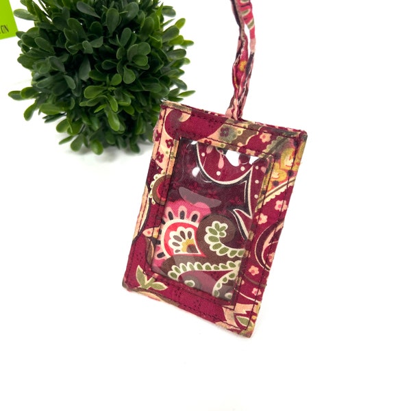 Vintage Vera Bradley Red Paisley Travel Bag Tag - Red Paisley Luggage Name Tag My40YearCollection