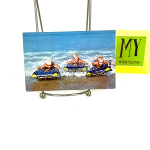 Carte postale vintage - Three Towheads ride the Surf - Carte postale photo sur la plage et l'océan - Timbre Washington de 5 cents My40YearCollection