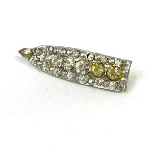 Vintage Brooch - Art Deco Style Rhinestone Pencil Shape - Gift for Her - My40YearCollection