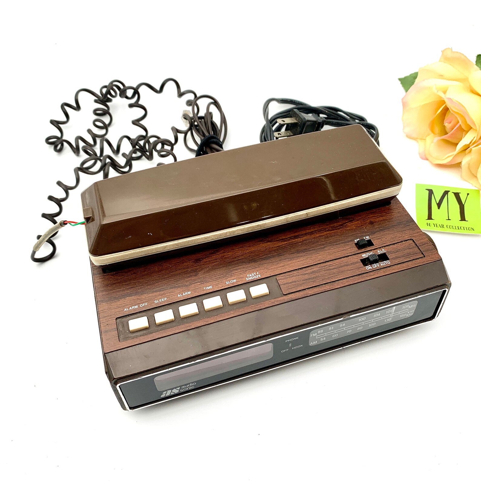 Audiosonic Vintage Am Fm Clock Radio Telephone Retro Decor Etsy