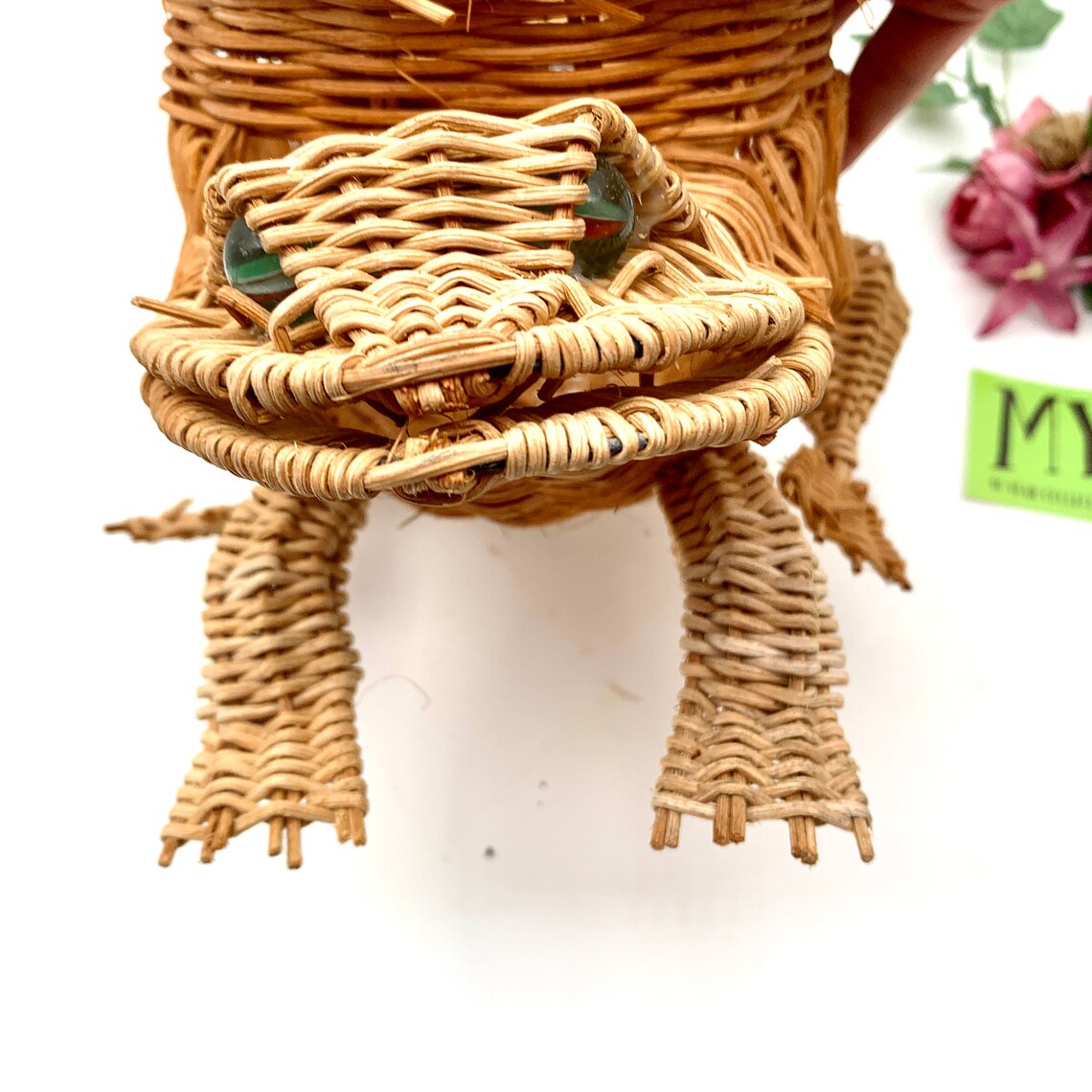 Vintage Wicker Frog Flower Basket Wicker Frog Planter Marble Etsy