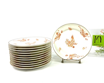 Vintage Mikasa Eastwind Bone China Bread Plate: Rust & Gold Floral