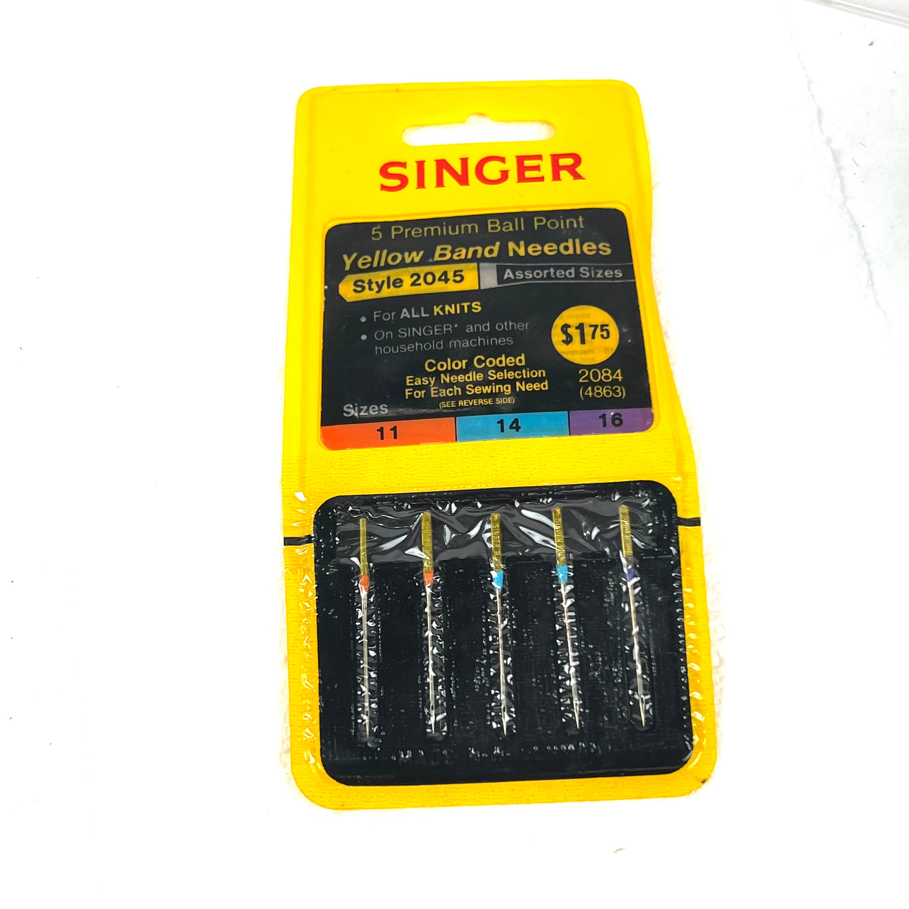Singer Sewing Machine Needles 2045 Yellow Band Size 11/80 (25 Count) 