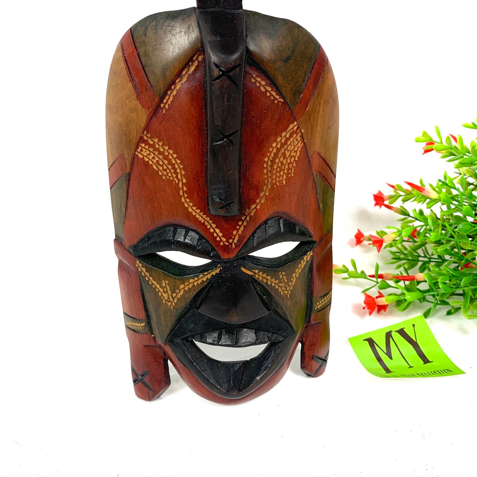 Vintage Carved Wood African Tribal Mask Made in Kenya Wall Etsy