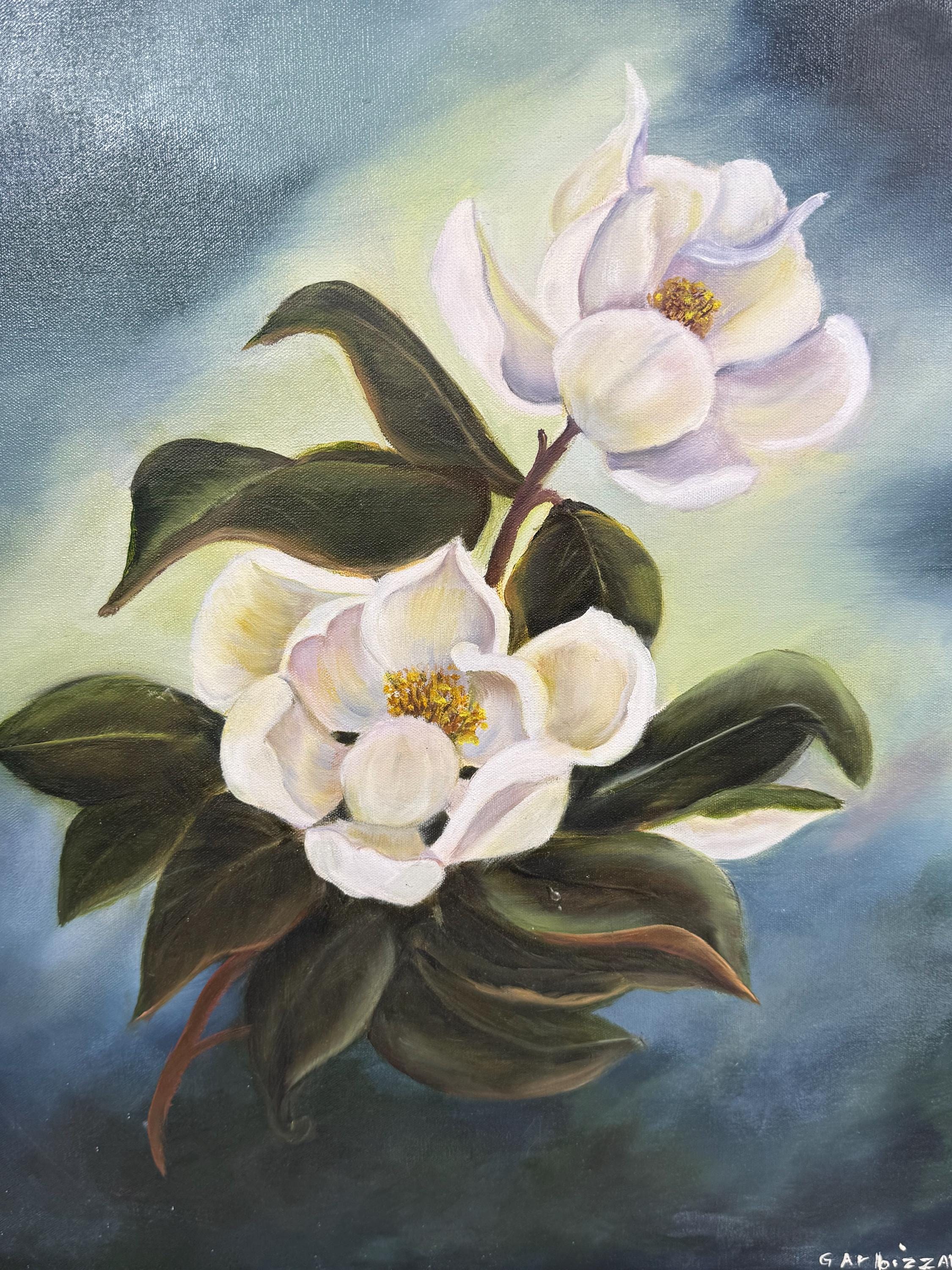 Vintage Magnolia Still Life Oil Painting Signed Garbizzani Framed ...