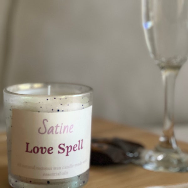 Vela Love Spell inspirada en Victoria Secret / Frasco de vidrio brillante de 8 oz / Fragancia afrutada vibrante de verano / Cera de mezcla de coco totalmente natural /