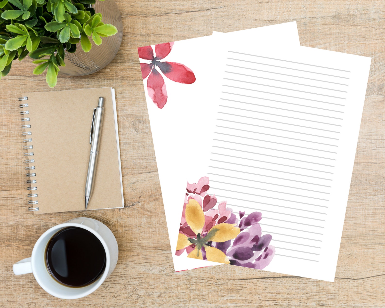 Floral note paper for beautiful letter writing downloadable | Etsy