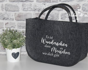 Große Filztasche  Shopper mit Spruch personalisiert individuelle Geschenkidee Menschen wie dich