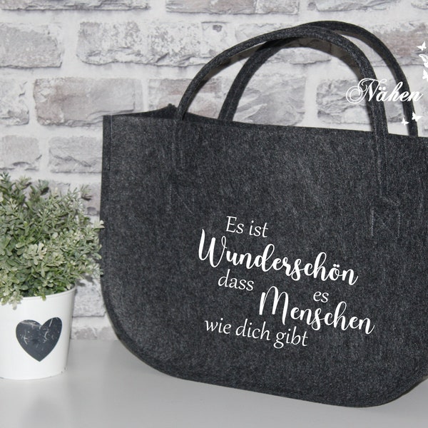 Große Filztasche  Shopper mit Spruch personalisiert individuelle Geschenkidee Menschen wie dich