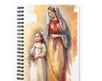 St. Anne, Mother of Mary - Prayer Journal - A digitally created Watercolor painting, perfect gift for your Catholic friends