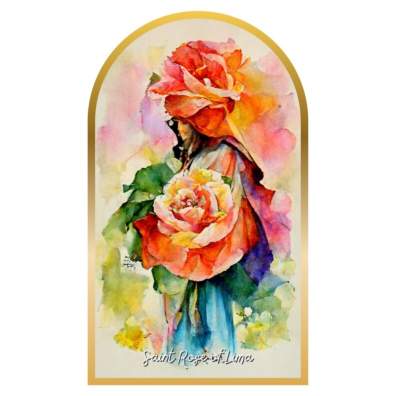St. Rose of Lima sticker A Digitally Created Watercolor Interpretation