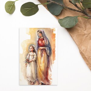 St. Anne, Mutter Mariens - Postkarte - Ein digital erstelltes Aquarell, das perfekte Geschenk für deine katholischen Freunde