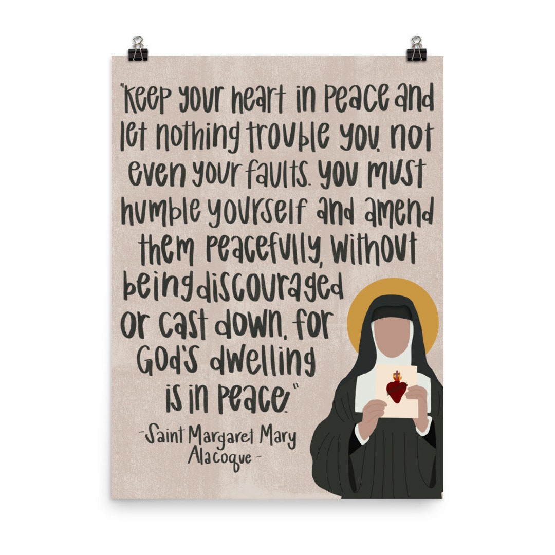 Saint Margaret Mary Alacoque Portrait and Quote A Gift for Catholic