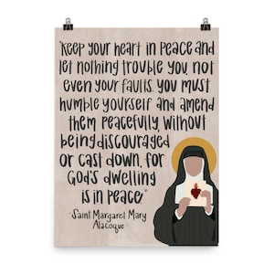 Saint Margaret Mary Alacoque Portrait and Quote - A Gift for Catholic Friends