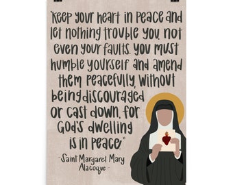 Saint Margaret Mary Alacoque Portrait and Quote - A Gift for Catholic Friends