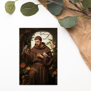 Carte postale Saint François d'Assise - Saint Patron des Animaux, de la Nature et de la Dévotion Catholique"