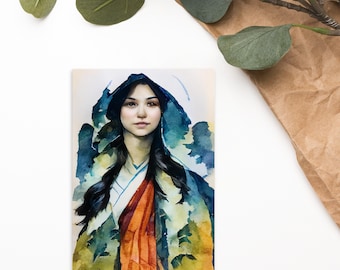 Saint Kateri Tekakwitha - Postcard - A digitally created Watercolor painting, perfect gift for your Catholic friends