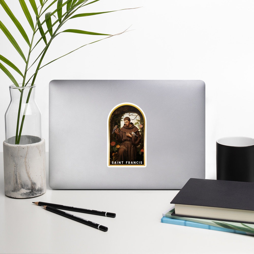 St. Francis of Assisi Inspirational Sticker - Embrace Nature and Catholic Devotion