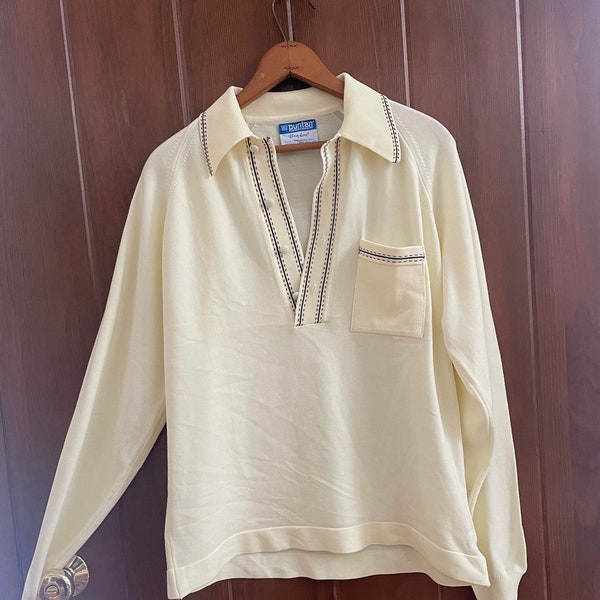 Vintage 60s/70s Puritan Sportswear Mod Ban-Lon Novelty Collared Knit Shirt L