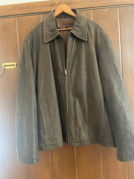 90s Guess Brown Leather Jacket Large - image 5