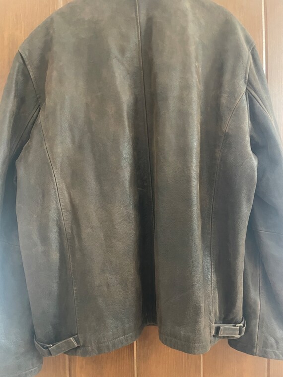 90s Guess Brown Leather Jacket Large - image 6