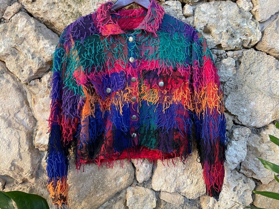 Vintage Rainbow Fringe Jacket Sz M