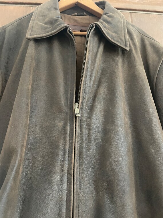 90s Guess Brown Leather Jacket Large - image 7