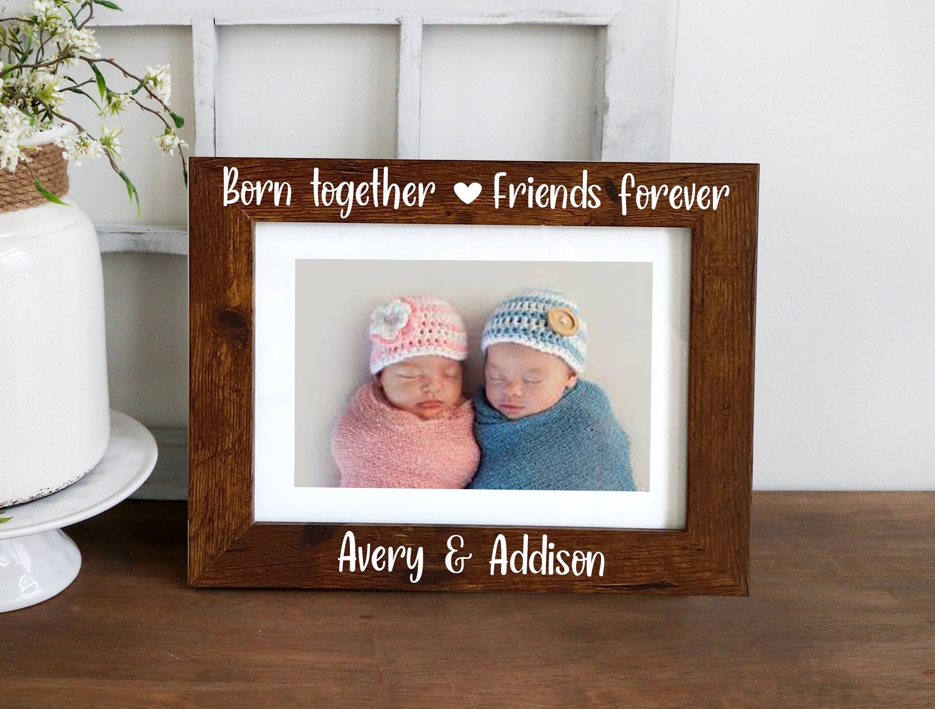 Twins Picture Frame Twins Gift New Baby Twins Twin Girls Etsy