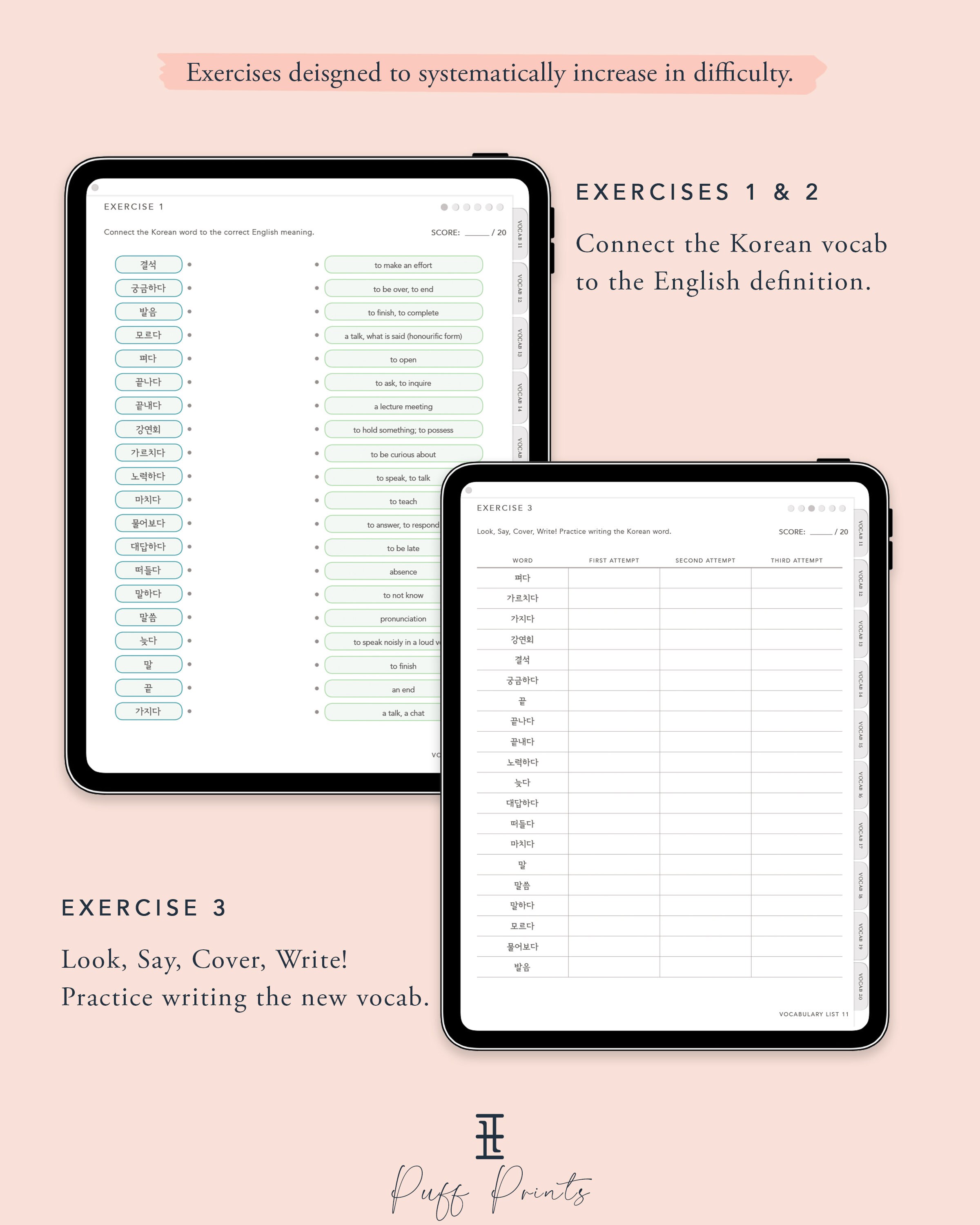 digital korean vocabulary workbook list of words available etsy