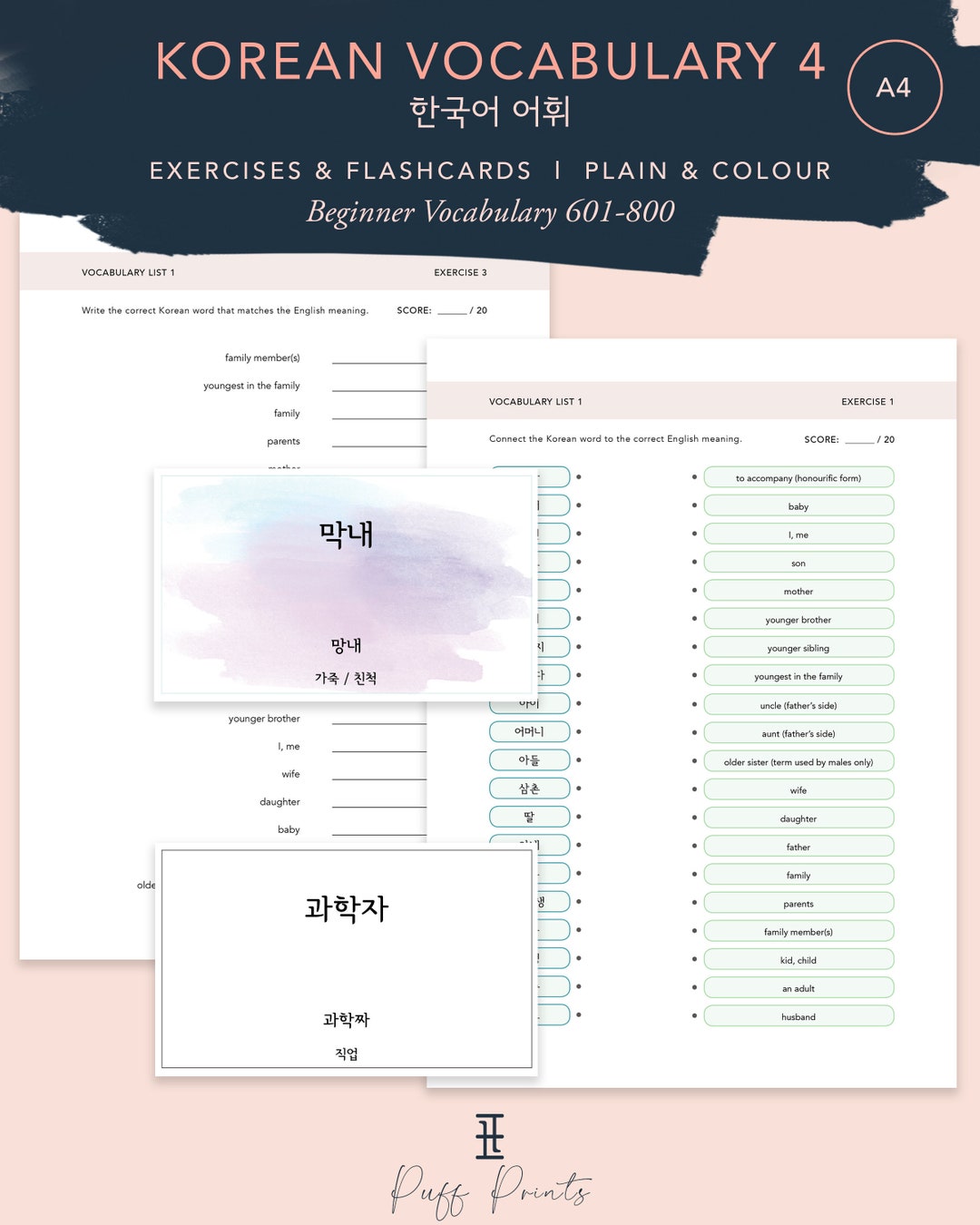 Korean Vocabulary list of Words Available Learn Korean - Etsy