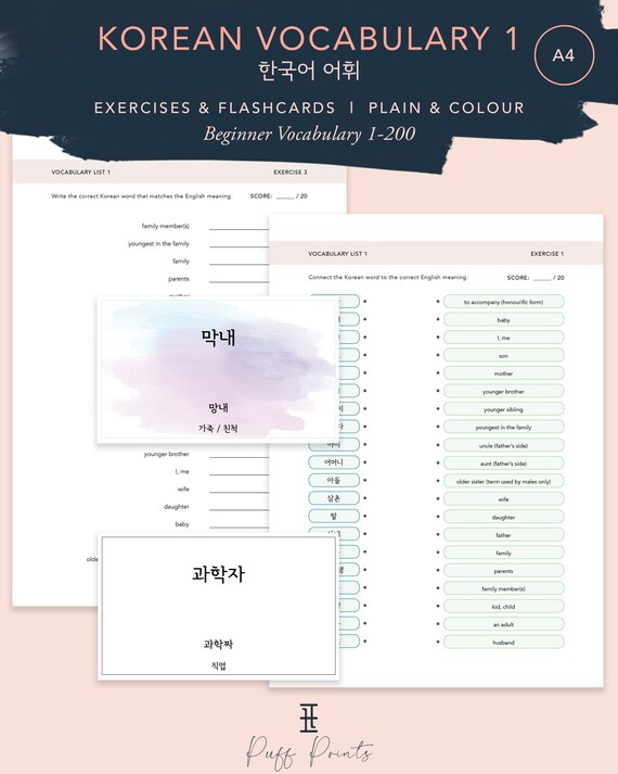 korean vocabulary list of words available learn korean etsy