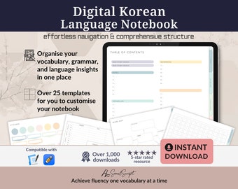 Ultimate Korean Language Notebook - Goodnotes and note-taking apps