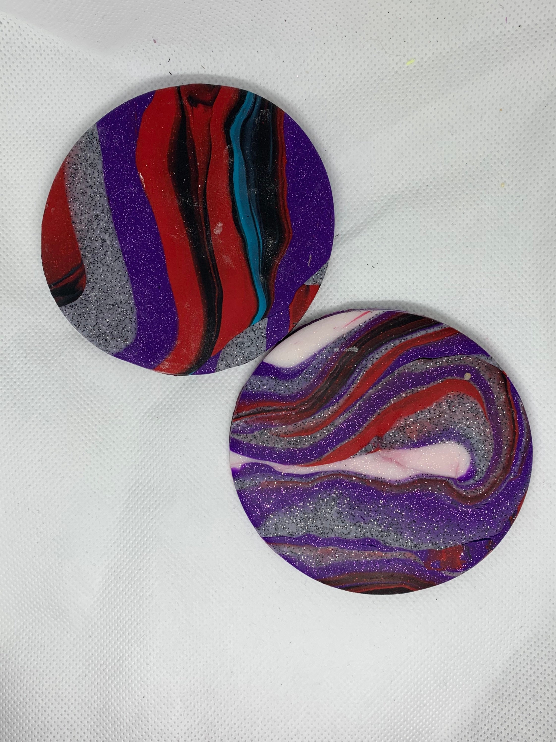 Marble Polymer Clay Coasters Set of Two Etsy