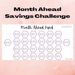 Month Ahead Savings Challenge, Month Ahead Fund, Printable Savings Challenge, Envelope Tracker