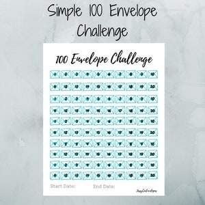 Easy 100 Envelope Challenge, 100 envelope savings challenge, Budget Friendly Challenge, Printable Savings Challenge