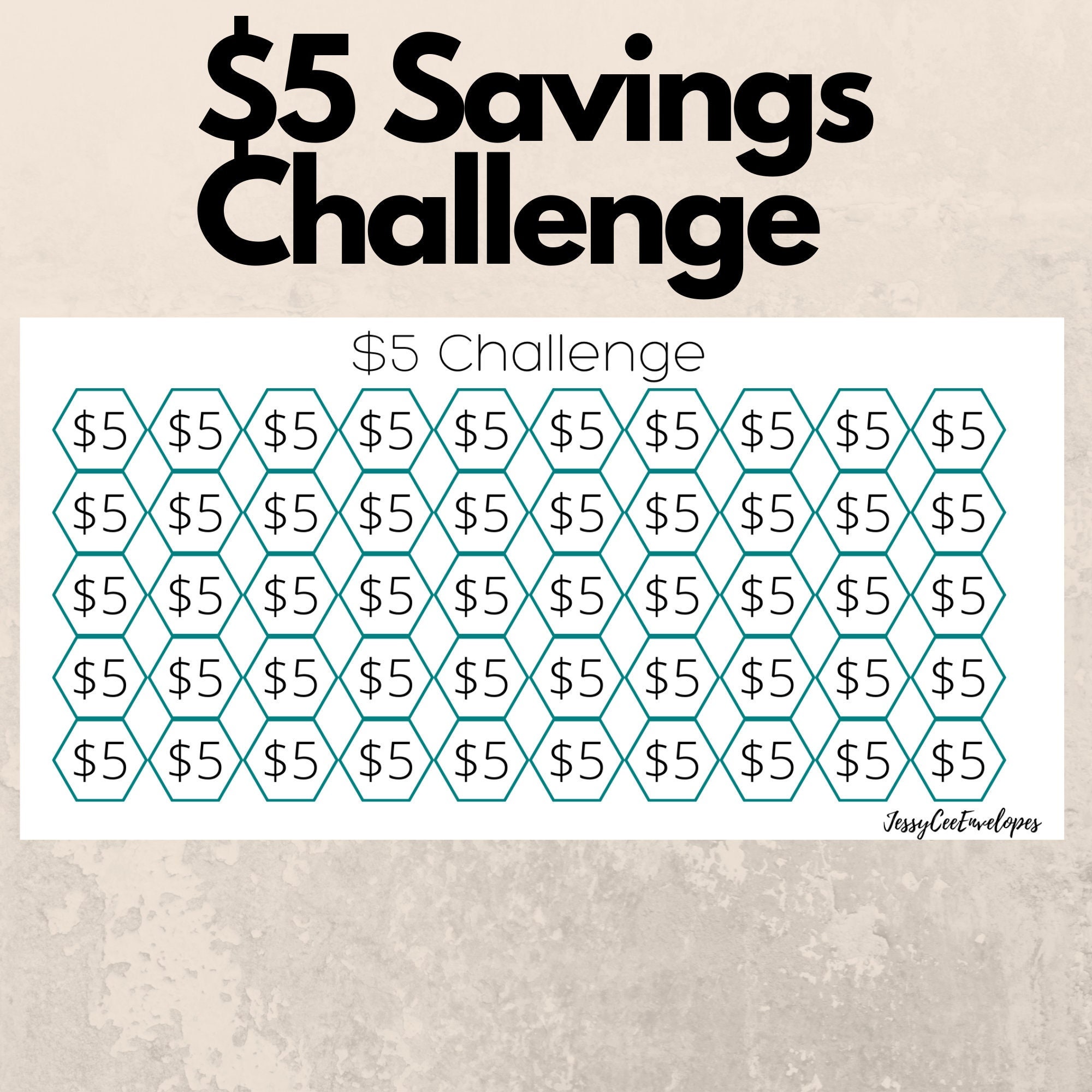 5 Dollar Savings Challenge Printable Savings Challenge Cash Etsy