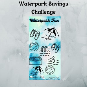 Waterpark Savings Challenge, Savings Challenges, Family Fun Challenge, Printable, Cash Envelope Insert
