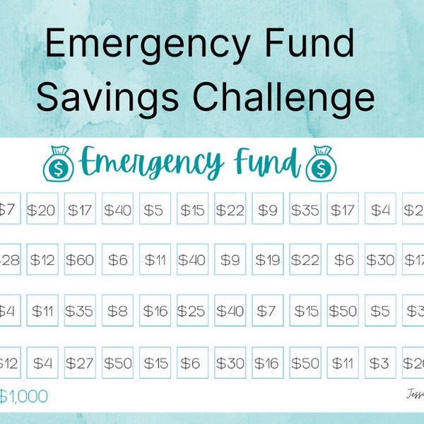 Emergency Fund savings challenge, printable, savings challenge, cash envelope tracker