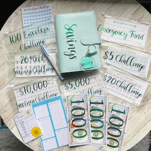 Budget Binder Starter Kit, Savings Challenges Bundle, Cash Envelope Wallet, Savings Trackers, Savings Challenges