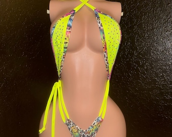 Exotic Dancer Stripper Rhinestone One piece thong