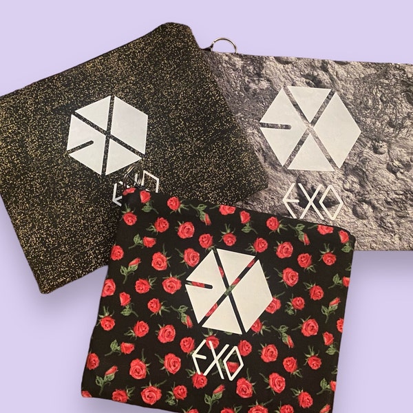 EXO Zipper Pouches (Kpop) | Cosmetic Bag | Makeup Bag | Pencil Pouch | Wallet