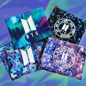BTS Zipper Pouches (Kpop) | Cosmetic Bag | Makeup Bag | Pencil Pouch | Wallet | Travel | Accessory