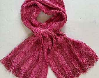Handwoven Self Tie Scarf in Rose Petal Pink