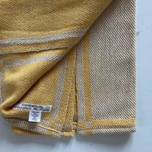 Handwoven Cotton and Linen Tea Towel in Cheerful Yellow Modern Block Pattern image 2