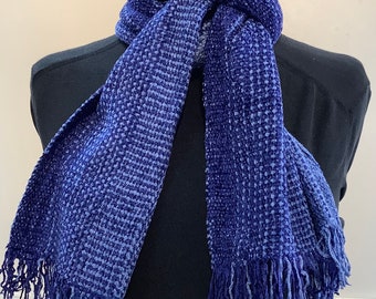 Handwoven Scarves in Navy Blues