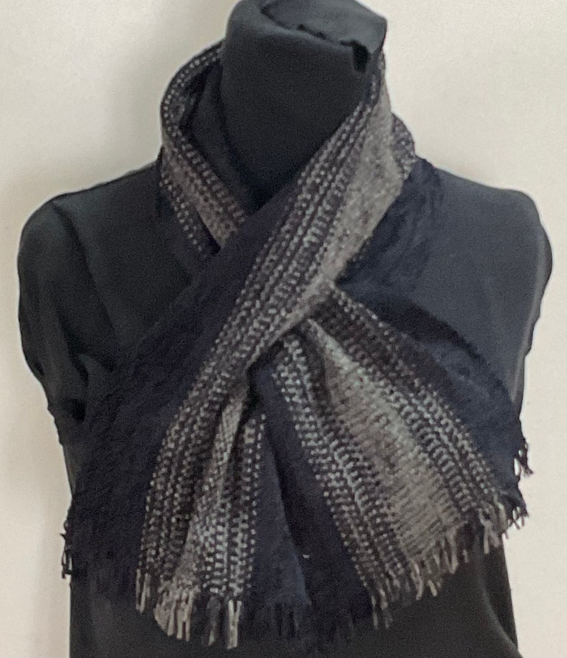 Handwoven Self Tie Scarves in Basic Black image 1