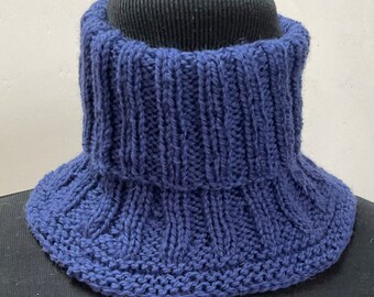 Vermont Hand Knit Wool Neckwarmer Stocking Stuffer in Blueberry